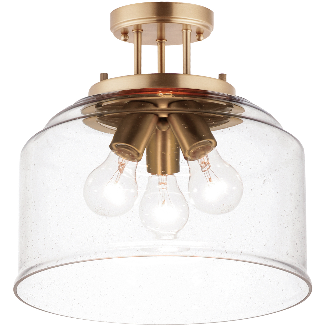 Acadia 3 Light 12.75 inch Heritage Semi-Flush Mount Ceiling Light