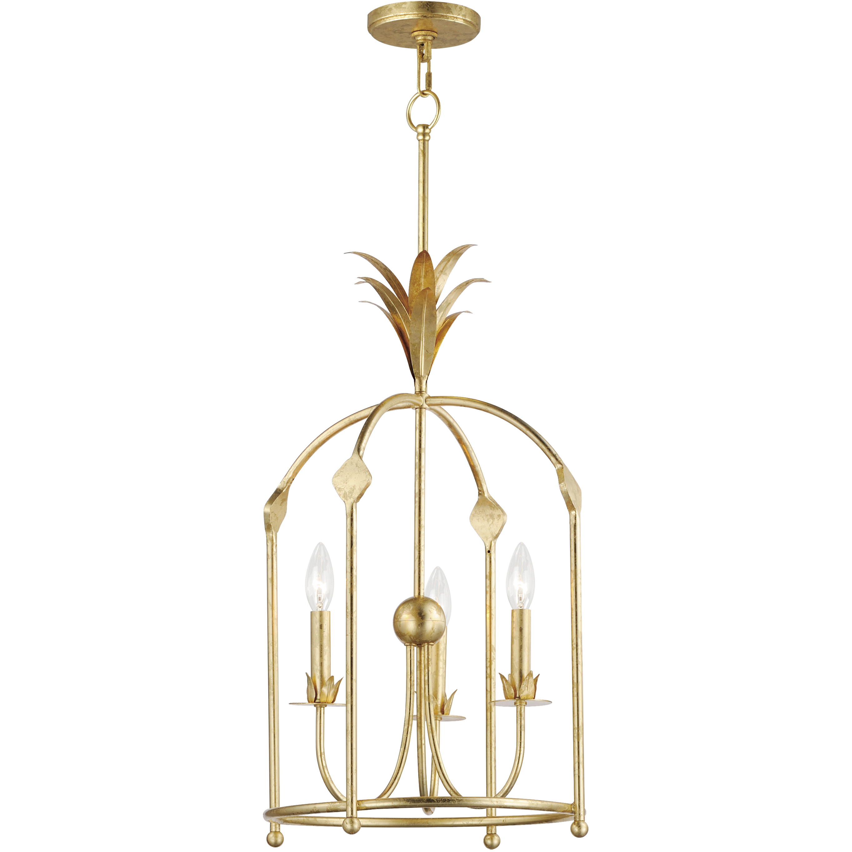 Paloma 3 Light 15 inch Gold Leaf Entry Foyer Pendant Ceiling Light